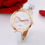 Women Fashion Simple Analog Quartz Slim Faux Leather Wrist Watch Decor Gift