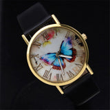 Fashion Women Casual Butterfly Faux Leather Strap Analog Quartz Dress Wrist Watch - ENSEIGNE DENIS