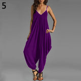 Women's Sexy Spaghetti Strap V-Neck Sleeveless Overall Long Jumpsuit Romper