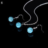 Lady Fashion Rhinestone Pendant Necklace Hook Earring Banquet Party Jewelry Set