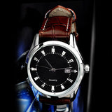 Men Vintage Date Calendar Dial Faux Leather Business Analog Quartz Wrist Watch