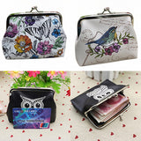 Women's Fashion Bird Flower Mini Wallet Card Holder Case Coin Purse Clutch Bag