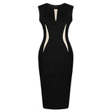 Women Fashion Slim Bodycon Sleeveless Party Cocktail Pencil Dress Black Vestido - ENSEIGNE DENIS