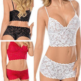 Sexy Women's Push-up Padded Nightwear Bra Set Solid High Waist Lace Underwear