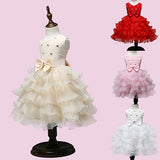 Girls Bowknt 5-Layer Skirt Princess Tutu Wedding Birthday Baptism Cake Dress