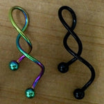 1Pc 14g Cool Twist Spiral Ear Industrial Barbell Belly Ring Piercing Earring - ENSEIGNE DENIS