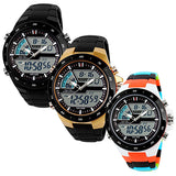 Men Waterproof Sport Digital Analog Dual Time Alarm Date Chronograph Wrist Watch