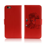 Big Eyes Girl Faux Leather Card Slots Stand Full Cover Case for iPhone 5 6S 7
