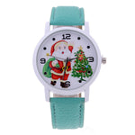 Women's Men's Santa Claus Christmas Faux Leather Analog Quartz Wrist Watch Gift