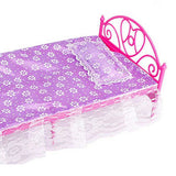 Plastic Miniatures Bedroom Furniture Single Bed for Barbie Dolls Dollhouse