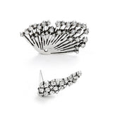 1Pc Vintage Fan Shape Rhinestone Asymmetric Earrings Ear Jacket Women Jewelry