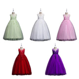 Flower Embroidered Sleeveless Kids Girl Formal Pageant Party Long Princess Dress