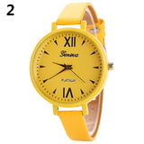 Candy Color Fashion Sweet Girl Women Slim Faux Leather Quartz Analog Wristwatch - ENSEIGNE DENIS