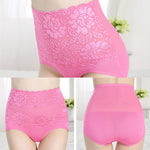 Women Lace Patchwork Panties High Waist Abdomen Hips Sculpting Briefs Underwear