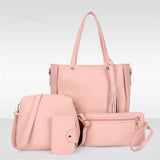 4Pcs/Set Women Faux Leather Handbag Shoulder Bag Tote Purse Messenger Clutch