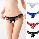 Women's Fashion Sexy Lace Bowknot Open Crotch Underwear Thong G-string