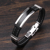 Men's Punk Watch Clasp Stylestainless Steel Rubber Bracelet Fashion Bangle