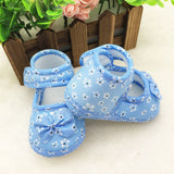 Infant Baby Girls Lovely Floral Printed Bow Soft Sole Toddles Shoes Prewalker
