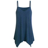 Women Summer Casual Spaghetti Strap Irregular Hem Camisole Plus Size Tank Top