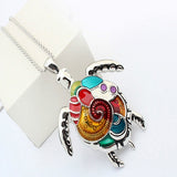 Multi-Color Tortoise Pendant Necklace Turtle Drop Hook Earrings Jewelry Set - ENSEIGNE DENIS