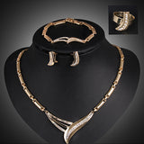 Women's Waterdrop Hollow Statement Collar Necklace Ring Earrings Bracelet Set