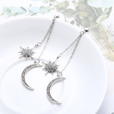 Fashion Rhinestone Star Crescent Moon Dangle Long Drop Earrings Women Jewelry