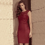 Women Sexy Hollow Lace Embroidery Slim Bodycon Zip Party Mini Dress Clubwear - ENSEIGNE DENIS