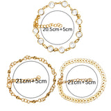 3Pcs Vintage Women Sequins Anklet Set Beach Style Foot Boho Jewelry Prom Gift