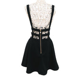 Women's Sexy Pleated Suspender Skirt Brace Hollow Out Bandage Mini Skater Dress