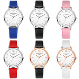 Women Fashion Concise Dial Slim Faux Leather Strap Analog Quartz Wrist Watch