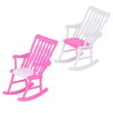Mini Plastic Miniature Doll Furniture Rocking Chair Model Toy Gift for Dollhouse