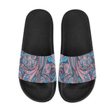 Men's Blue Slides, Paisley Print Slip-On Sandals