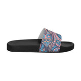 Men's Blue Slides, Paisley Print Slip-On Sandals