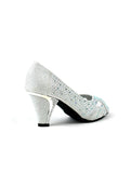 Mannat Peep Toe Mid Heel Sandal Silver