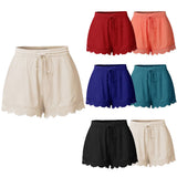 Fashion Solid Color Lace Drawstring Women's Summer Casual Loose Shorts Hot Pants