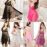 Women's Sexy Sheer Lace Dress + G-String Babydoll Sleepwear Erotic Underwear - ENSEIGNE DENIS