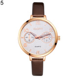 Women Fashion Simple Analog Quartz Slim Faux Leather Wrist Watch Decor Gift