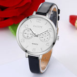 Women Fashion Simple Analog Quartz Slim Faux Leather Wrist Watch Decor Gift