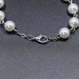 Women Catholic Rosary Faux Pearl Beads Jesus Cross Pendant Bracelet Jewelry