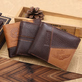 Men Coffee Full-Grain Leather Bifold Wallet Credit Card Holder Slim Coin Purse
