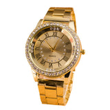 Fashion Women Roman Numerals Rhinestones Round Dial Analog Quartz Wrist Watch - ENSEIGNE DENIS
