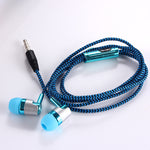 3.5mm In-Ear Headphone Sport Braided Cloth Rope Stereo Wired Earphone with Mic