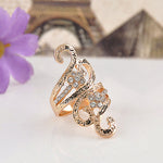 Women's Vintage Golden Tone Ring Rhinestone Inlaid Engagement Jewelry Ring