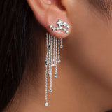 Fashion Star Tassel Dangle Ear Jacket Women Jewelry Cocktail Banquet Earrings