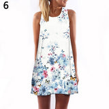 Women Fashion Summer Sleeveless Digital Print Casual A-Line Sexy Mini Dress