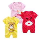 Cute Animal Letter Print Short Sleeve Romper Newborn Baby Casual Jumpsuit