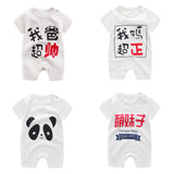 Cute Animal Letter Print Short Sleeve Romper Newborn Baby Casual Jumpsuit