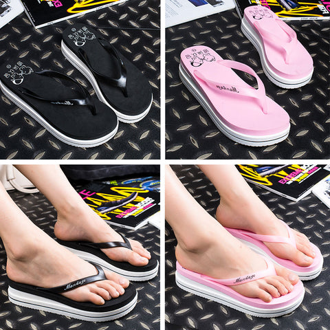 Women Summer Beach Soft Wedge Shoes Flip Flops Flat Platform Slippers Gift