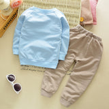 Lovely Elephant Pattern Children Boys Long Sleeve Hoodie Top Pants Outfit Set