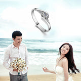Women's Silver Plated Jewelry Finger Ring Zircon Inlaid Engagement Wedding Ring